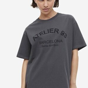 H&M Atelier Dark Gray Graphic Short Sleeve Tee